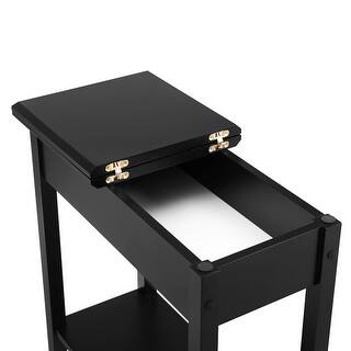 Flip Top End Table – Narrow Side Table With Storage, Space-Saving For Living Room Or Bedroom
