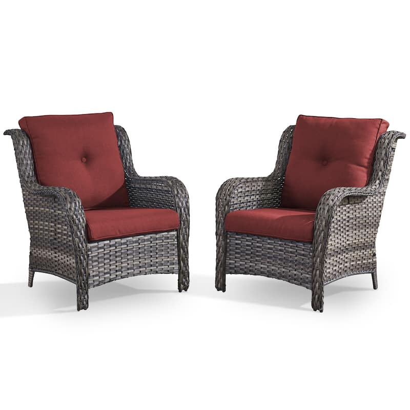 Gymojoy Outdoor Wicker Club Chairs Patio Seating with Olefin Weather-Resistant Cushions
