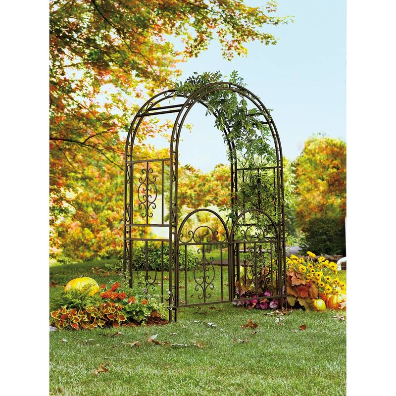 84" x 53" Montebello Iron Garden Arbor with Gate