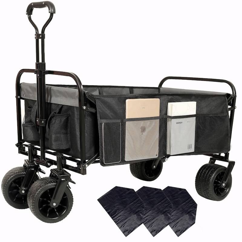 440lbs Collapsible Foldable Wagon Cart - Beach Wagon, Utility Cart, Grocery Cart