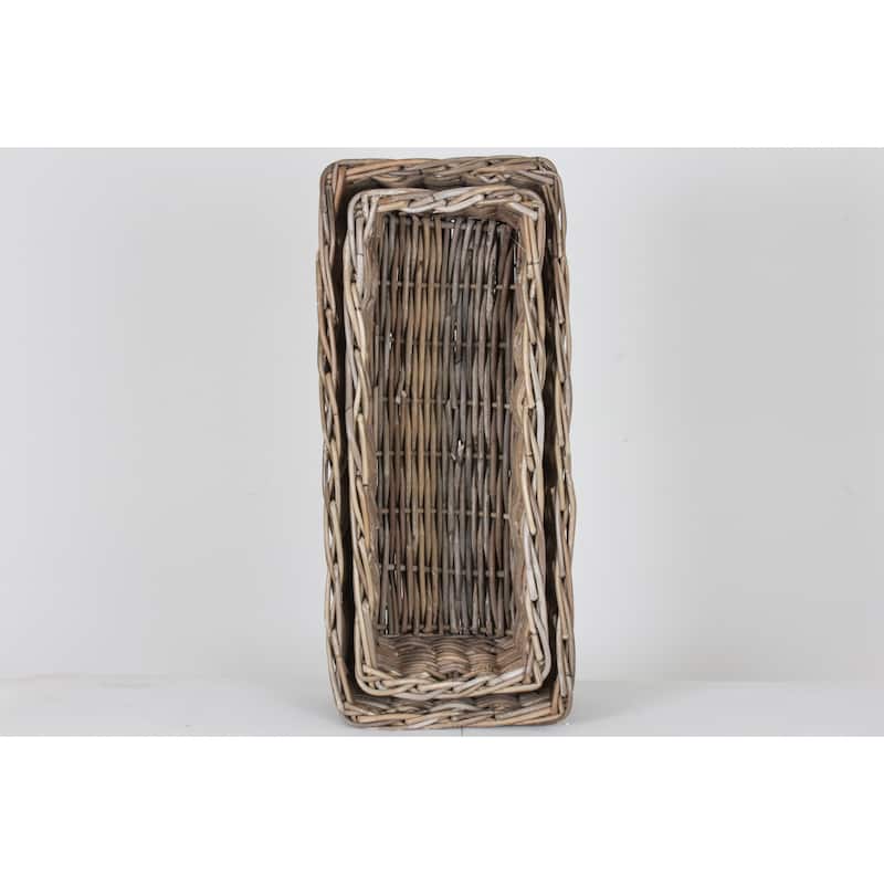 Grayson Natural Rattan Woven Nested Basket Set by East at Main (Set of 2)