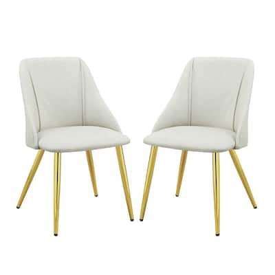 Set of 2 Synthetic Leather Upholstered Dining Chairs, White