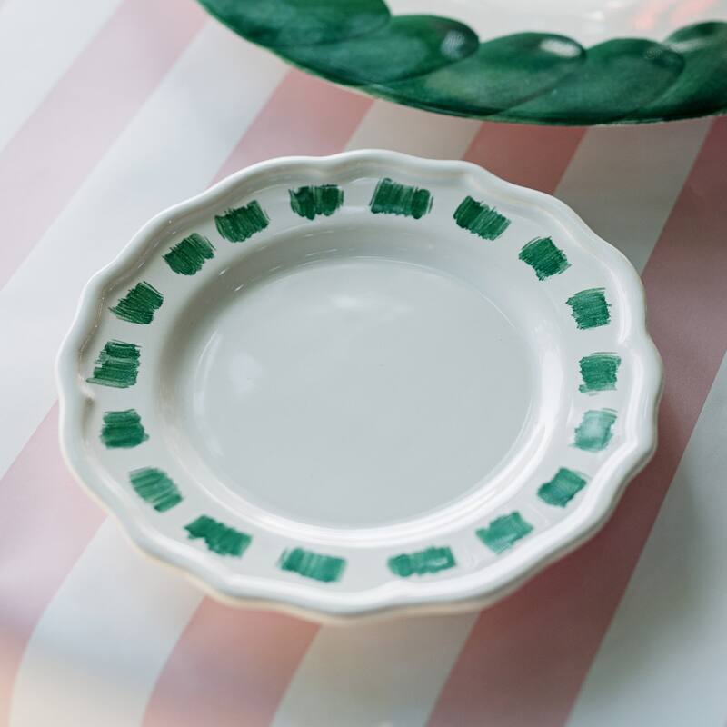 viva by VIETRI Lisbon Green Stitch Cocktail Plate