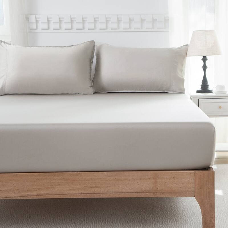 400TC Cooling Sheet Set, Sateen Weave 4 Piece Bedding with 16 Inch Deep Pocket Fitted Sheet