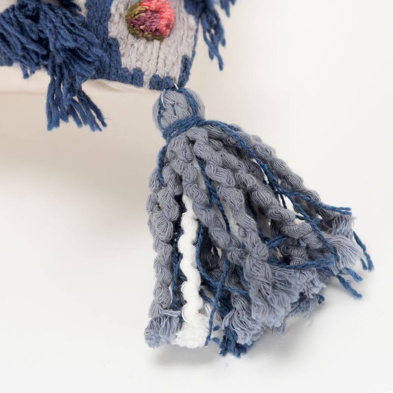 The Curated Nomad Pitai Blue Abstract Lumbar Pillow