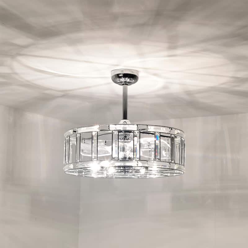 Luna 25 Inch Crystal Shade Fandelier with Light
