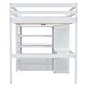 preview thumbnail 27 of 32, Bedroom Full Size Loft Bed with Built-in Wardrobe and Desk, Wood Bed Frame with Storage Shelves, Full-length Guardrail & Drawers