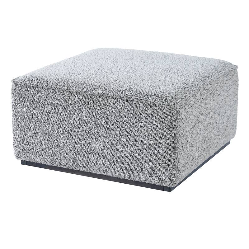 Square Upholstered Ottoman with Black Solid Wood Rubber Feet