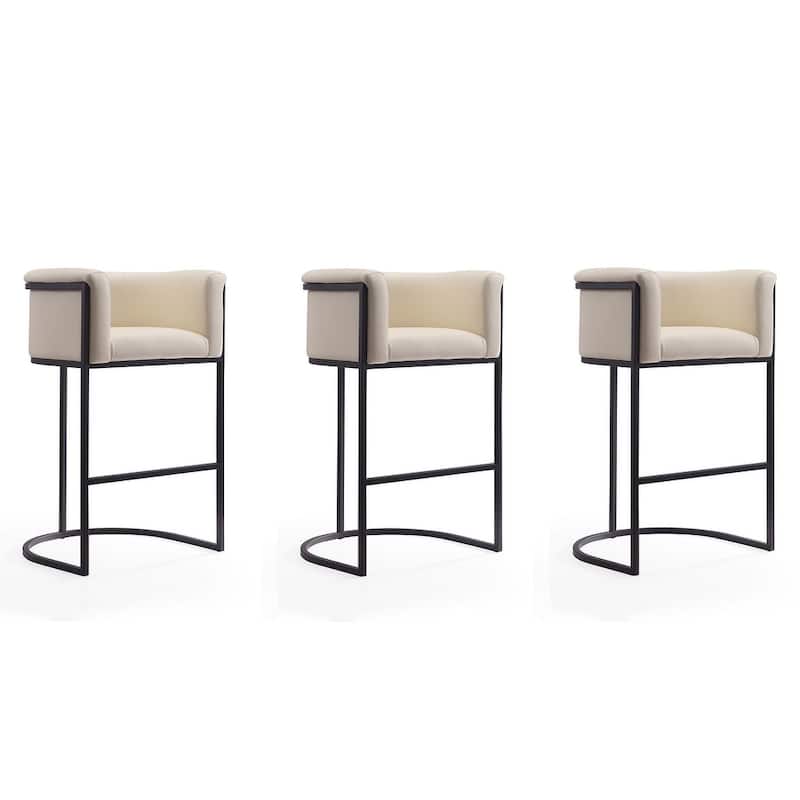 Manhattan Comfort Cosmopolitan 37.8 in. Black Metal Barstool (Set of 3)