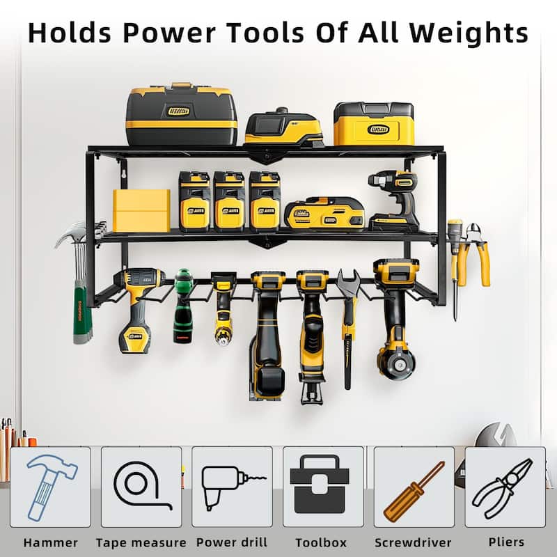Heavy Duty 3-Tier Power Tool Storage Rack Wall Open Organizer Shelf