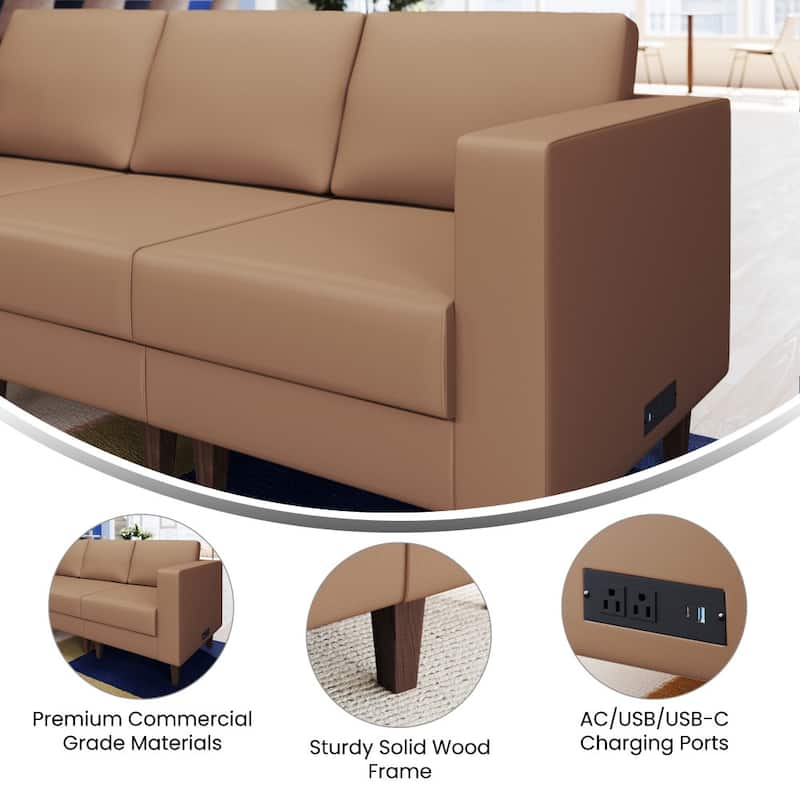 Commercial Modular Right Arm Chair with AC/USB/USB-C Chargers - 28.25"W x 31.5"D x 31.75"H