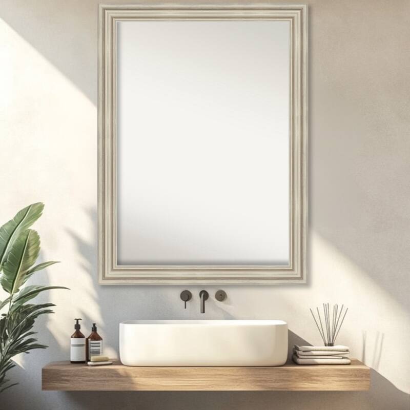 Sierra Non-Beveled Wood Framed Bathroom Vanity Wall Mirror