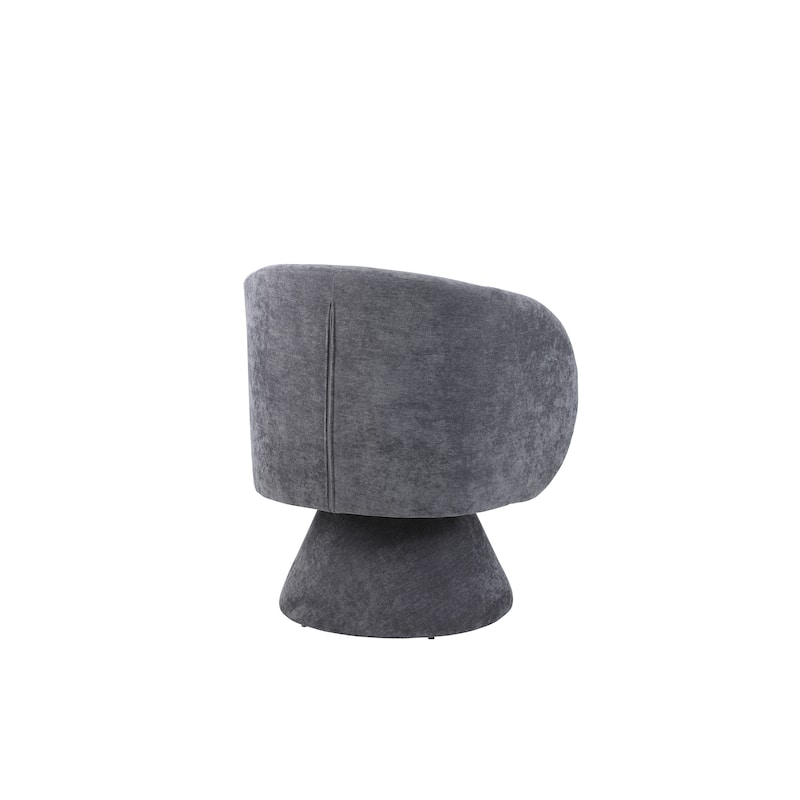 Swivel Round Barrel Chair in Fabric with Curved Backrest and Thick Padded Seat