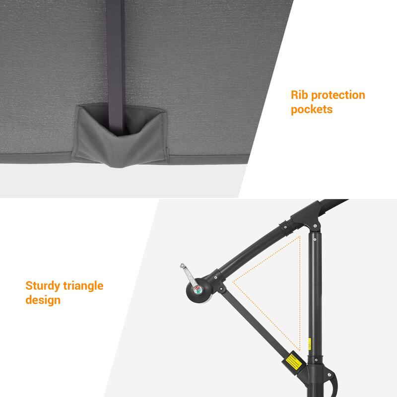 BONOSUKI 8.2x8.2ft Offset Patio Umbrella Hanging Umbrella w/Steel Ribs