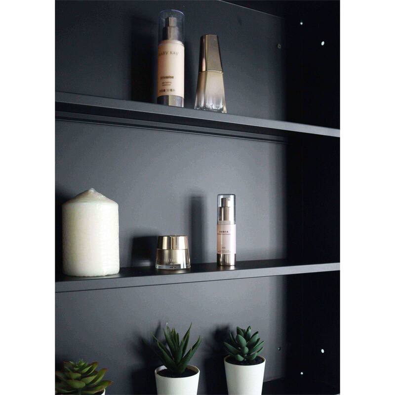 Metal Framed Wall-Mount Bathroom Medicine Cabinet with Mirror, Large Storage Space, Black Iron Powder Material