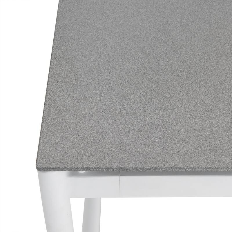 Outdoor Dining Table - Aluminum & Teak Patio Table - 6 Seater - Modern Design - 63