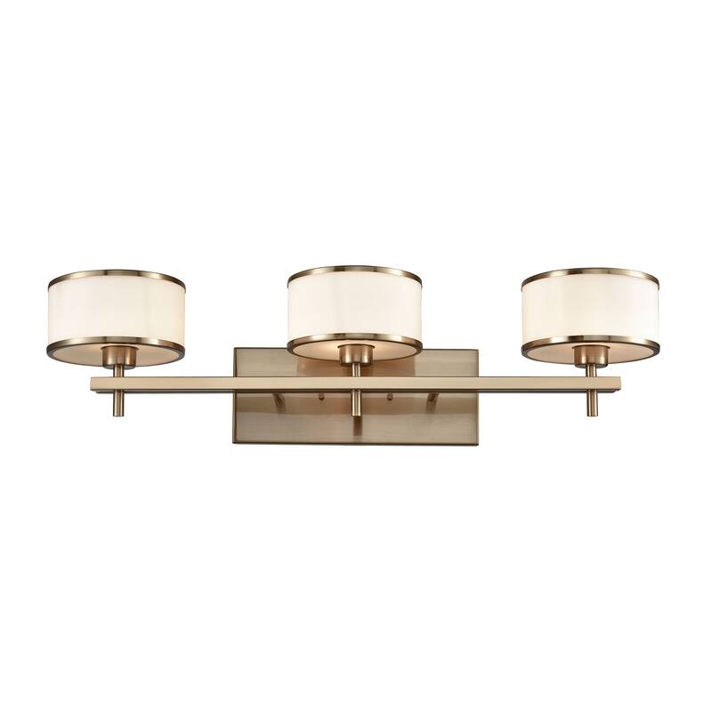 Elk Home Utica Satin Brass With Opal White Glass 3 Light Vanity Light