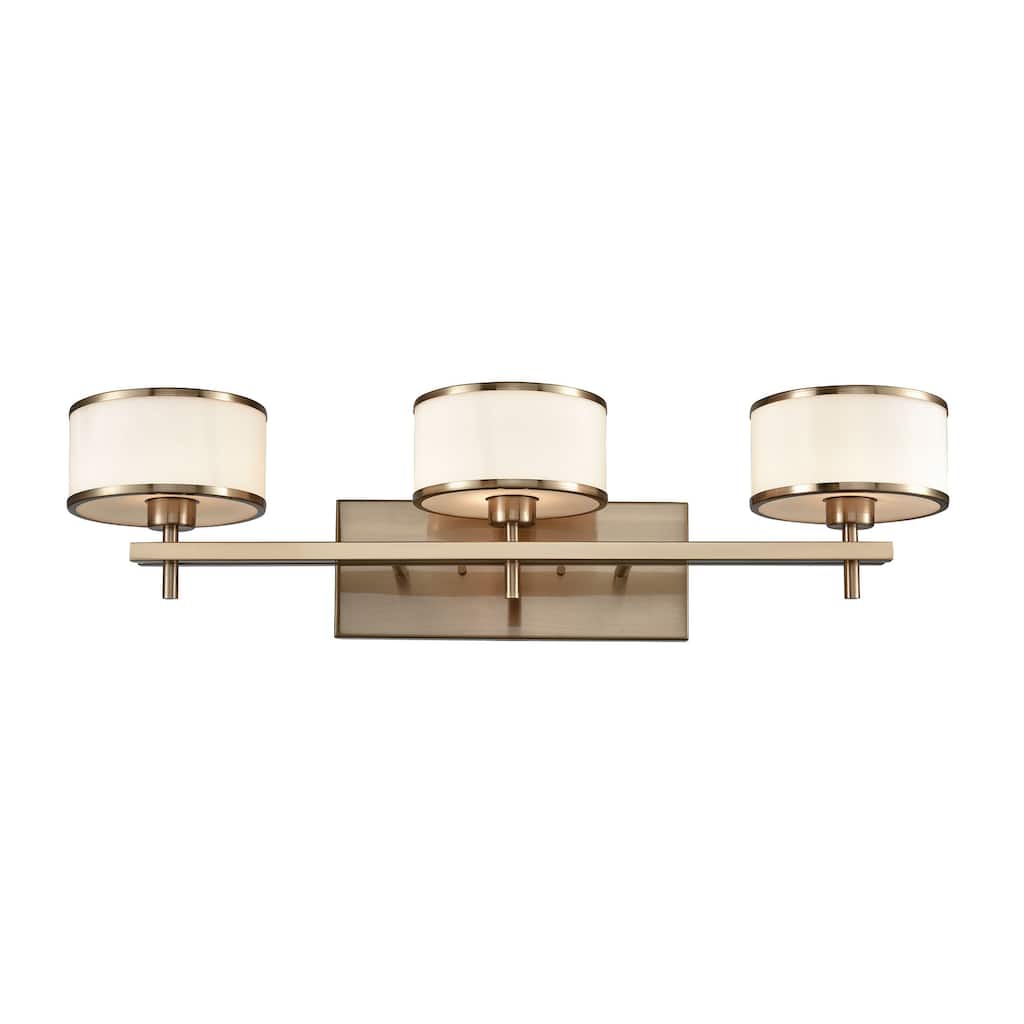 Elk Home Utica Satin Brass With Opal White Glass 3 Light Vanity Light