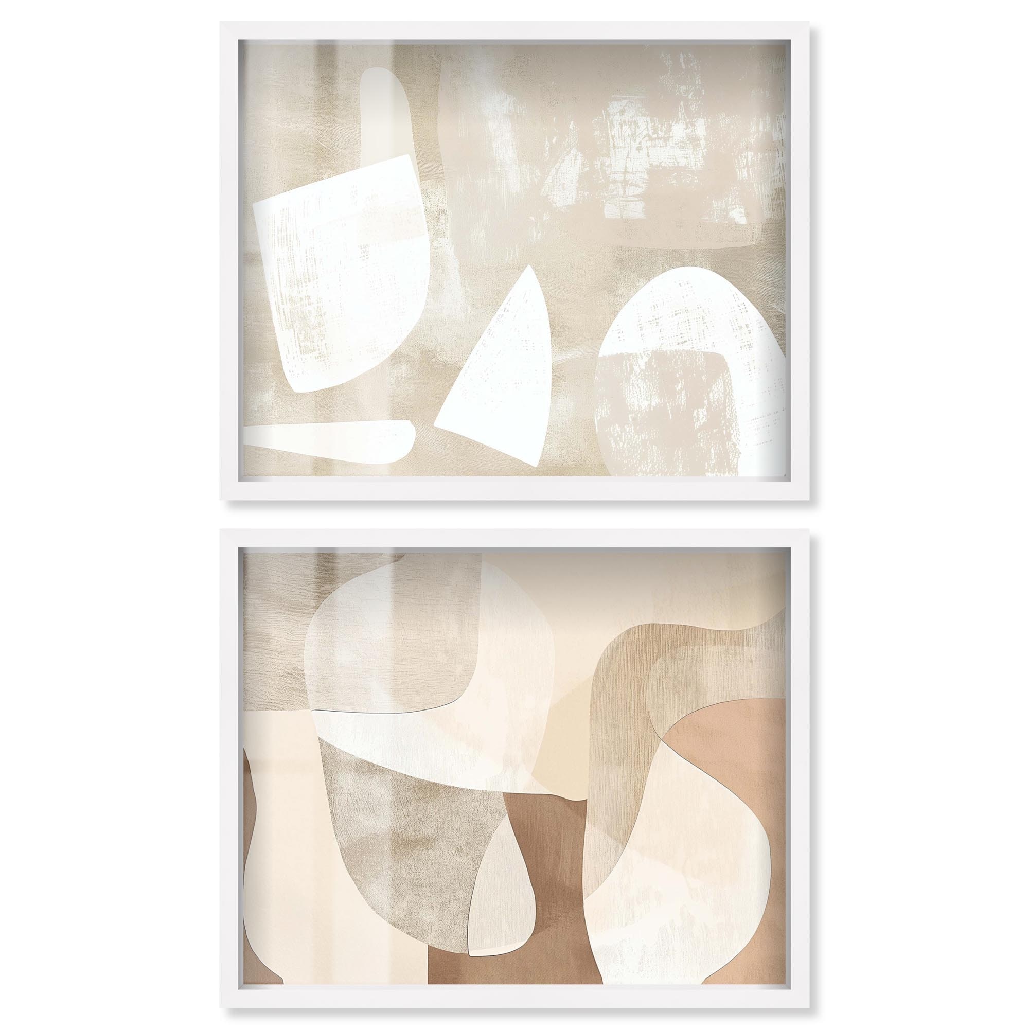 Neutral Harmony Abstracts Boho Art Set of 2 Shadowbox Print by Art Remedy