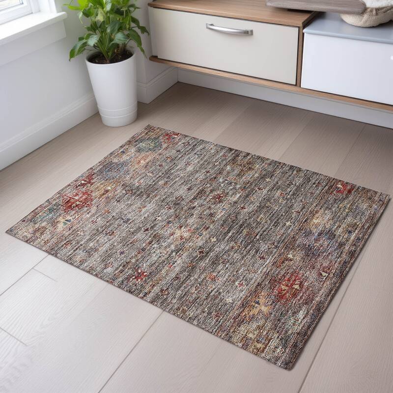 Premium Washable Super Soft Tribal Global Mayfield Rug - Gray - 1'8" x 2'6"