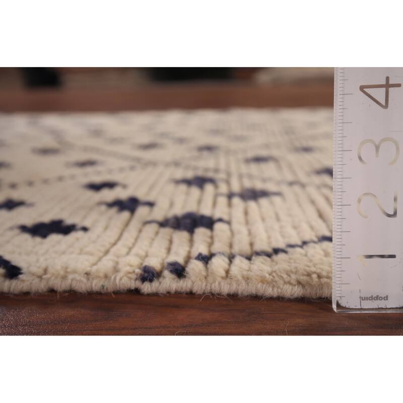 Trellis Ivory Moroccan Oriental Accent Rug Handmade Wool Carpet - 3'0"x 5'2"