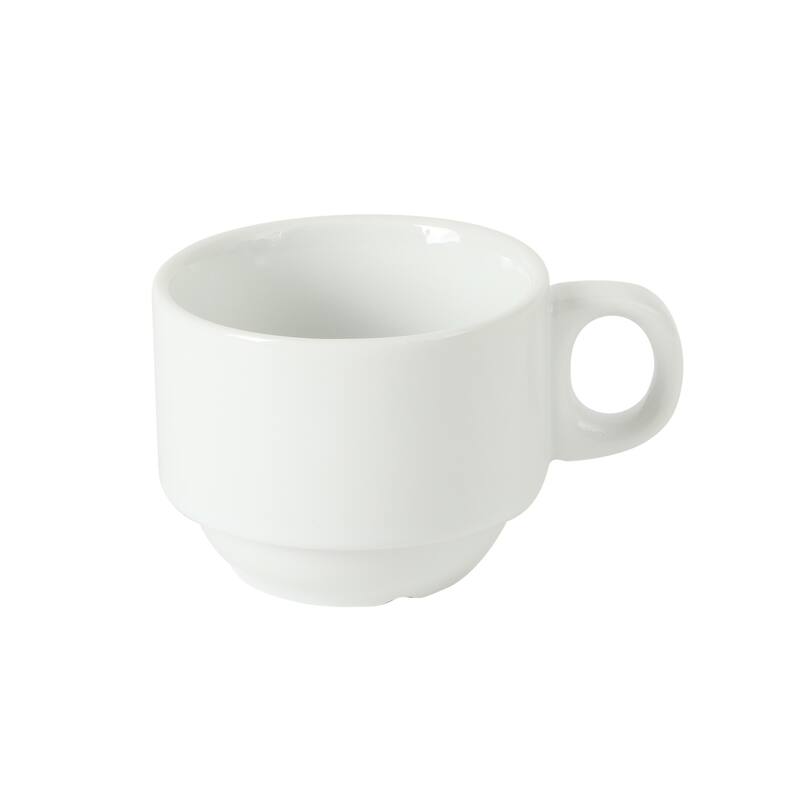 Gibson Home Gracious Dining Cups and Saucers Set of 4, Stackable Coffee Set with Metal Stand for Espresso and Cuppuccino