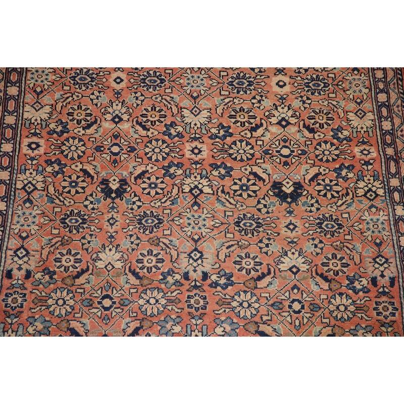 Hand Knotted Oriental 100% Wool Carpet Traditional All-Over Coral Mahal Area Rug - 10' 4'' X 4' 7''