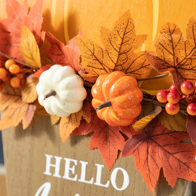 Glitzhome 36"H Fall Wooden Stacked Pumpkin with Urn Porch Decor