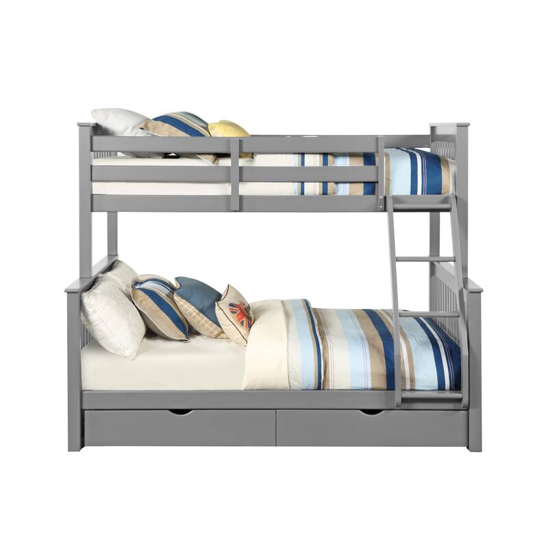 Jolis Grey Twin over Full 2-Drawer Bunk Bed