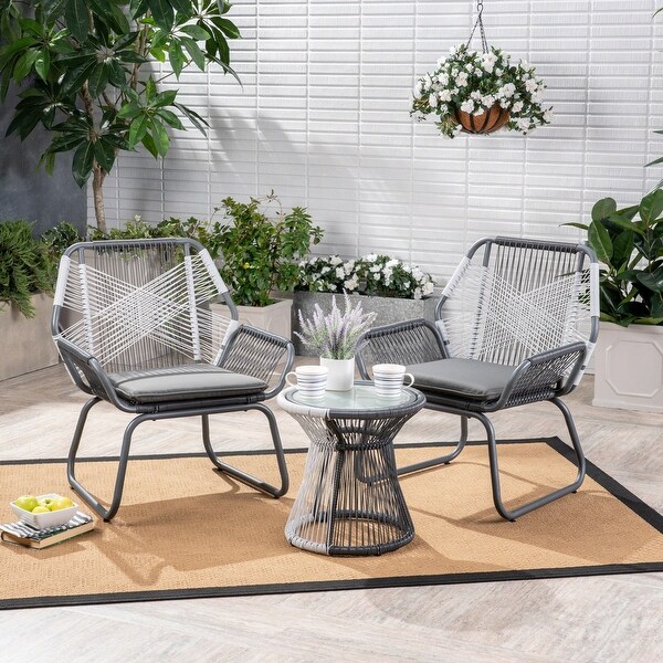 Milan Outdoor 3 Piece Wicker Chat Set by Christopher Knight Home. Opens flyout.