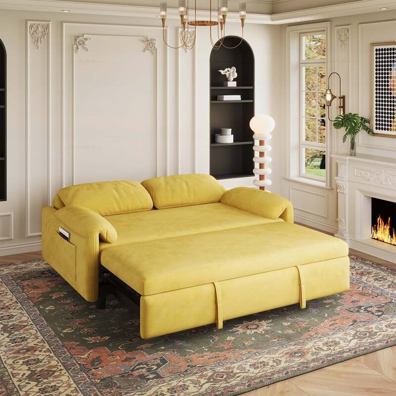 Sofa Centric Design: 54-Inch Sofa Bed with Dual Purpose - A Stylish Retractable Bed for Your Living Room