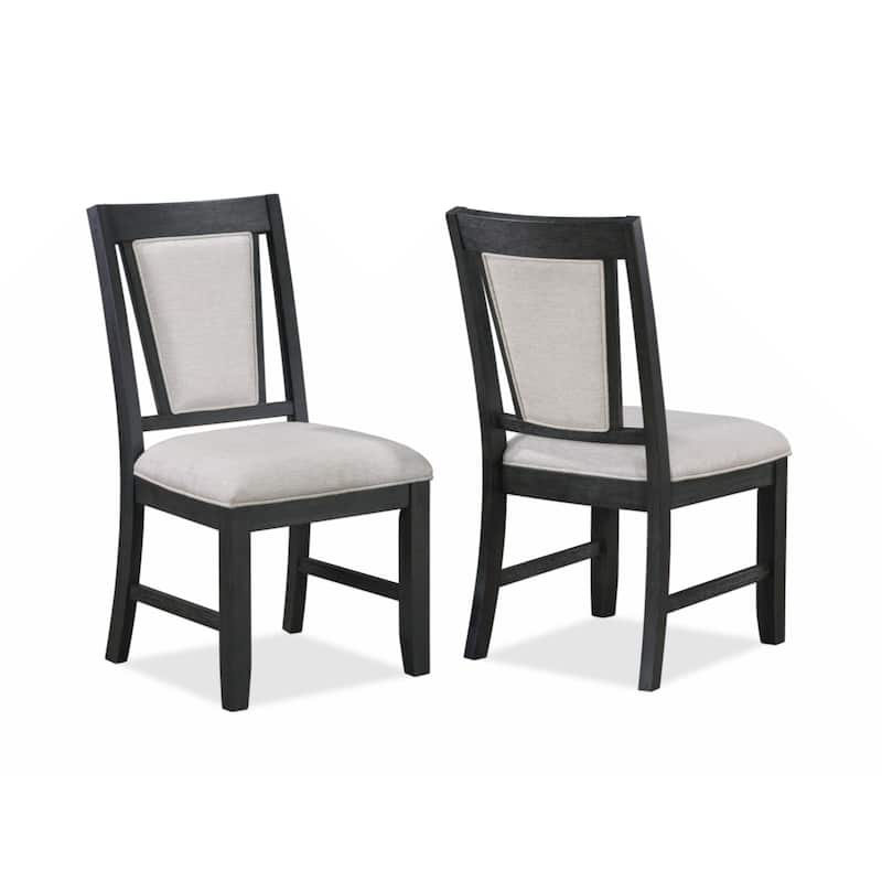 2pc Contemporary Dining Side Chair Upholstered Padded Seat Back Gray Finish Wooden Furniture Dining Room - Grey