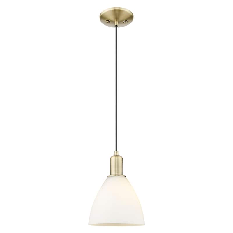 Innovations Lighting Endless Possibilities Arcadia - Bristol - 1 Light 8" Cord Hung Mini Pendant - Antique Brass/Matte White
