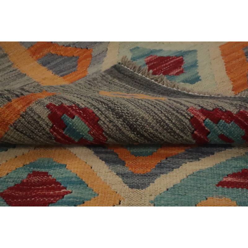 Hand Woven Oriental 100% Wool Carpet Southwestern Tribal Multi-Colored Kilim Area Rug - 6' 7'' X 5' 0''