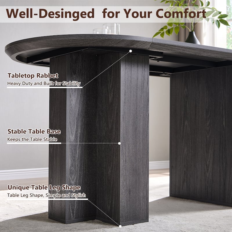 Modern 63" Oval Dining Table, Kitchen Table with Sturdy T-Shaped Base