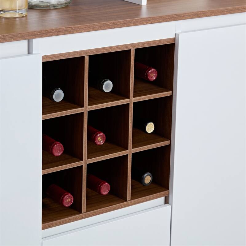 Wood Kitchen Buffet Cabinet with Storage and Wine Cabinet