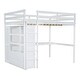 preview thumbnail 9 of 16, Full Size Wood Loft Bed with Built-in Wardrobe, Desk, Storage Shelves and Drawers, White