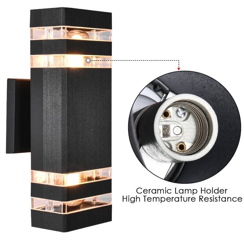 2- Light Modern Matte Black Dimmable 12.2 '' Outdoor Wall Sconce - 4.3 In. W X 12.2 In. H