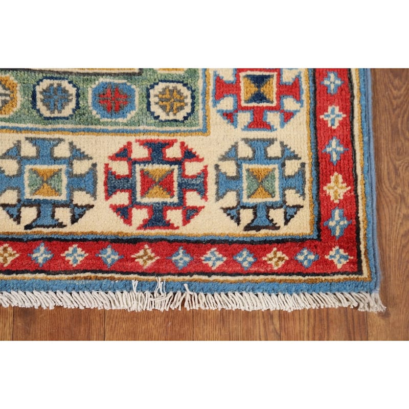 Blue Kazak Runner Rug Hand-Knotted Wool Carpet - 2'9" x 9'3"
