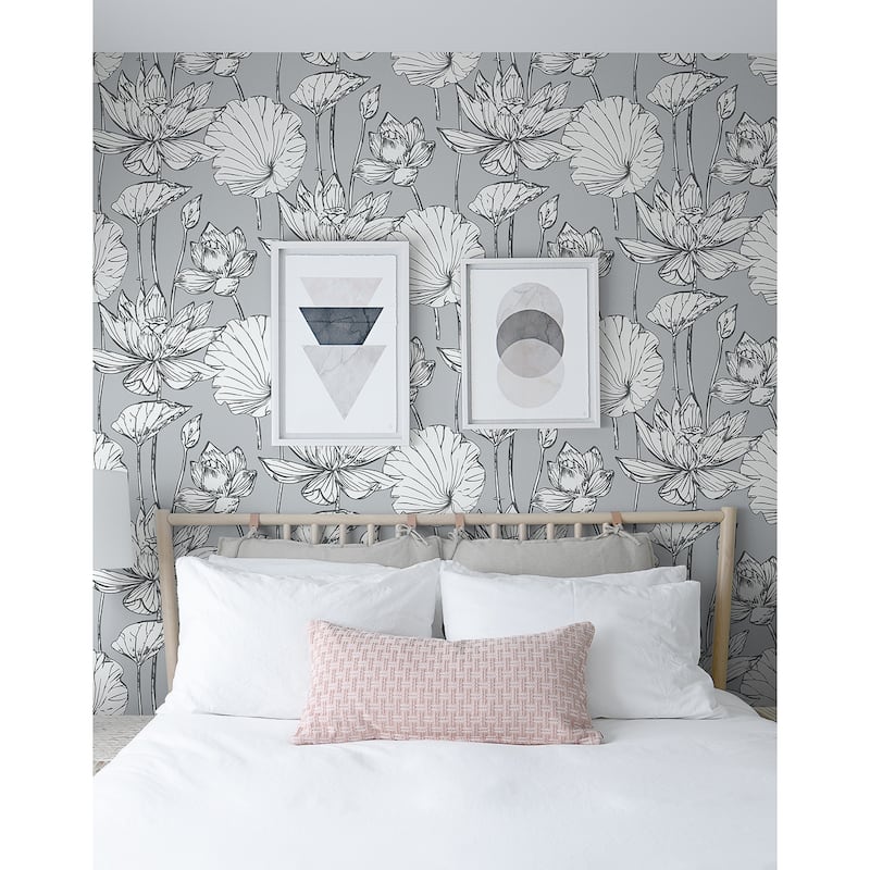 NextWall Lotus Floral Peel and Stick Wallpaper