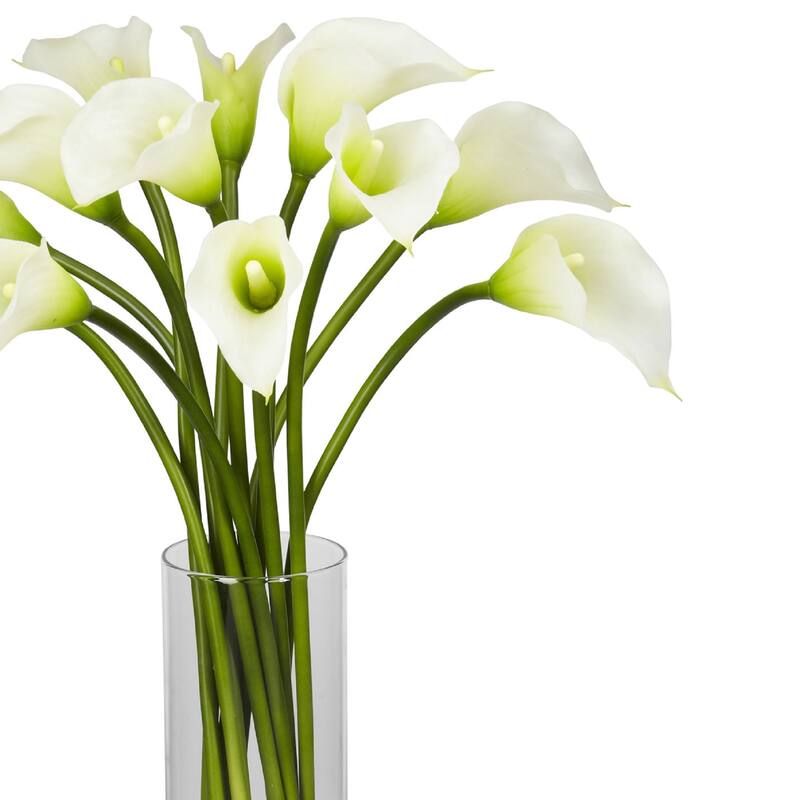 20" White Mini Calla Lily Silk Artificial Floral Arrangement