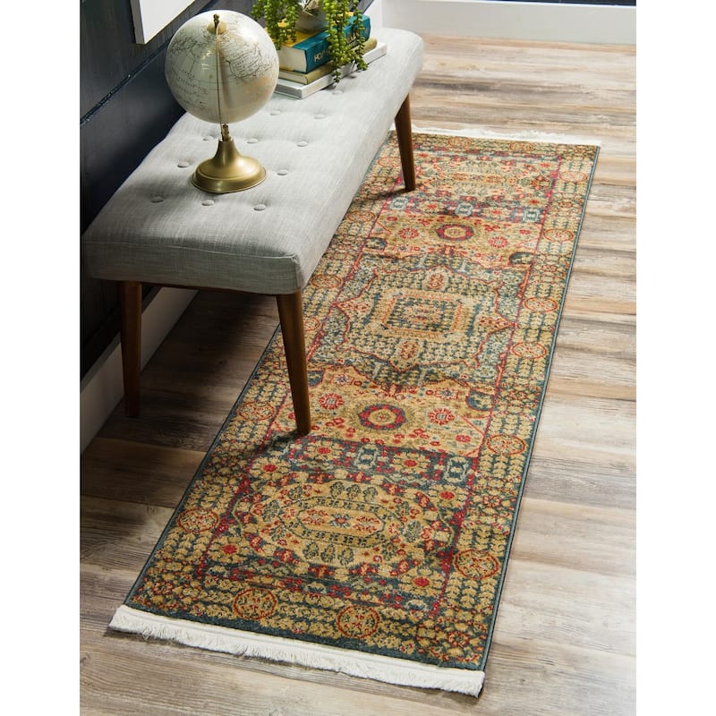 Traditional Cassia Collection Area Rug - Blue - 2'7"x13'1"