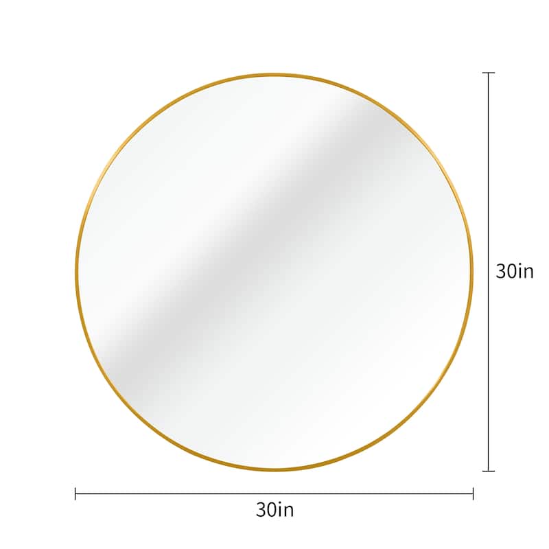 Modern 30-Inch Round Bathroom Wall Mirror, Premium HD Glass with Brushed Metal Frame and Easy Installation