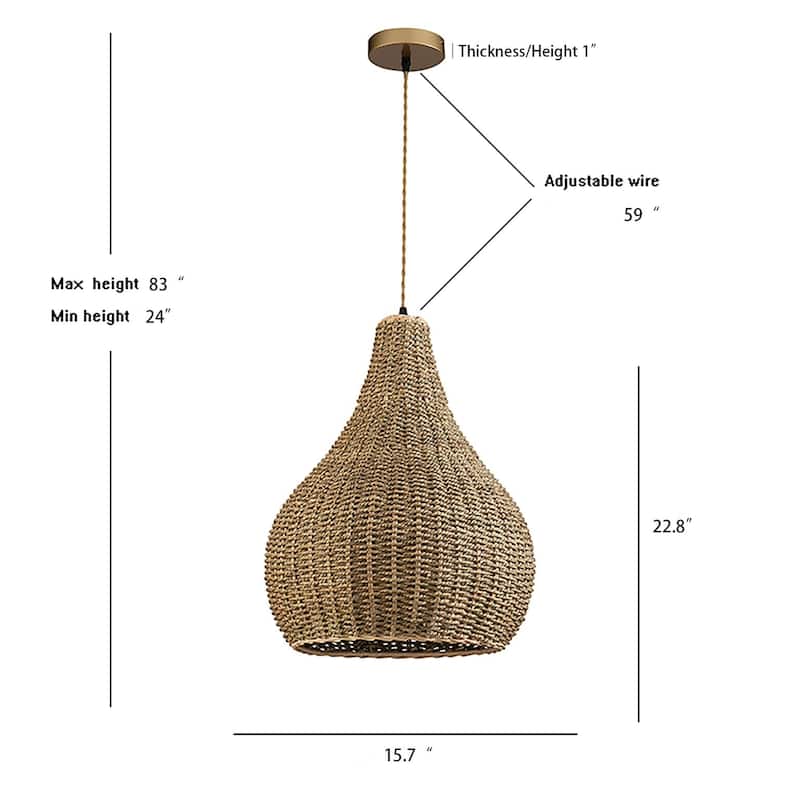 Annika Rattan Pendant Light - 19.7" x 15.7"