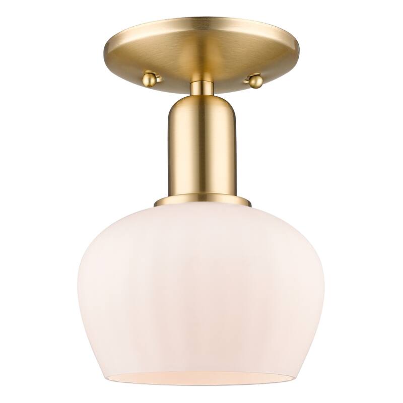 Innovations Lighting Endless Possibilities Arcadia - Fenton - 1 Light 7" Semi-Flush Mount - Champagne Bronze/Matte White