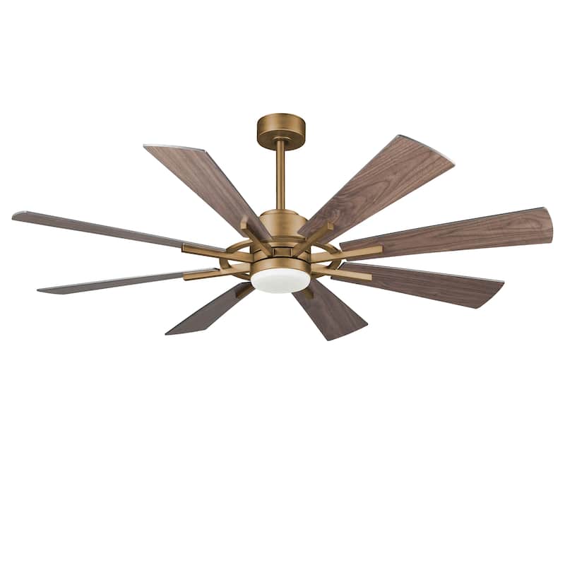 60" Antique Brass Farmhouse Windmill Ceiling Fan with Light and Remote
