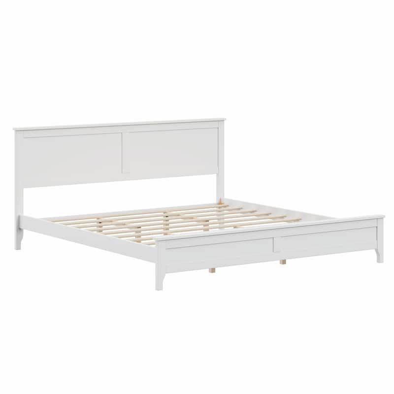 Modern Solid Wood Platform Bed with Sturdy Wooden Slat Support