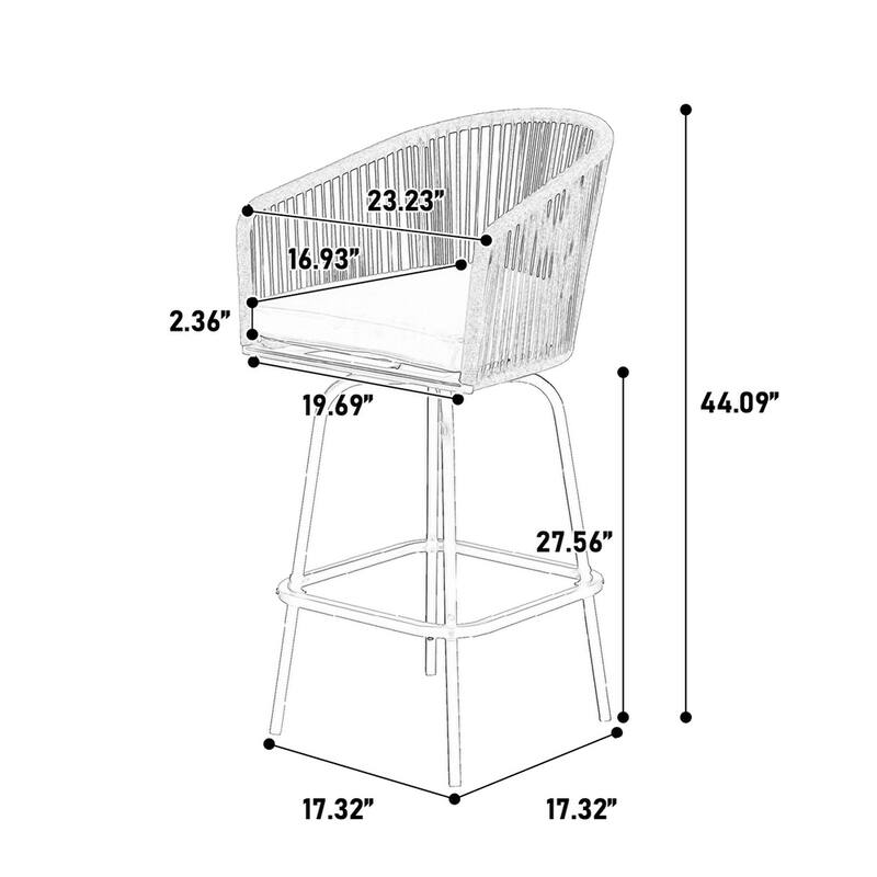 Outdoor Patio Bar Stools w/Armrest,All Weather Rattan Bar Chairs 2 PCS