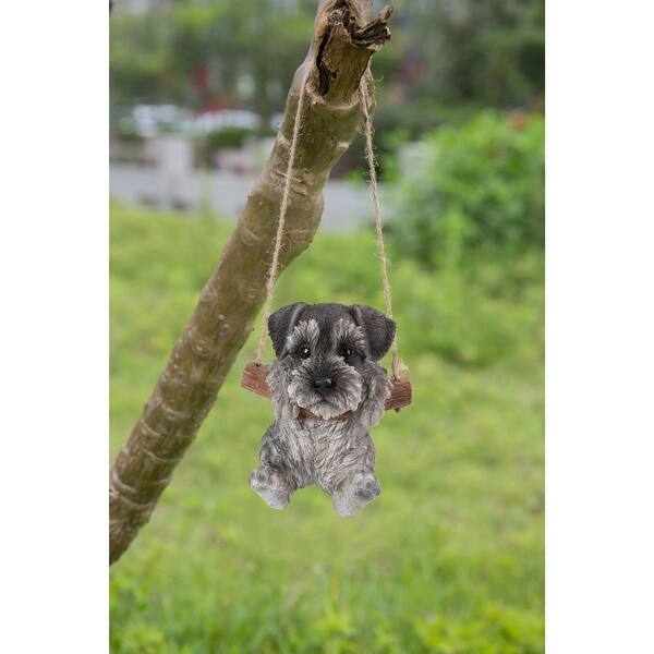 Shop 5 Gray And White Hanging Schnauzer Puppy Statue Overstock 30917732