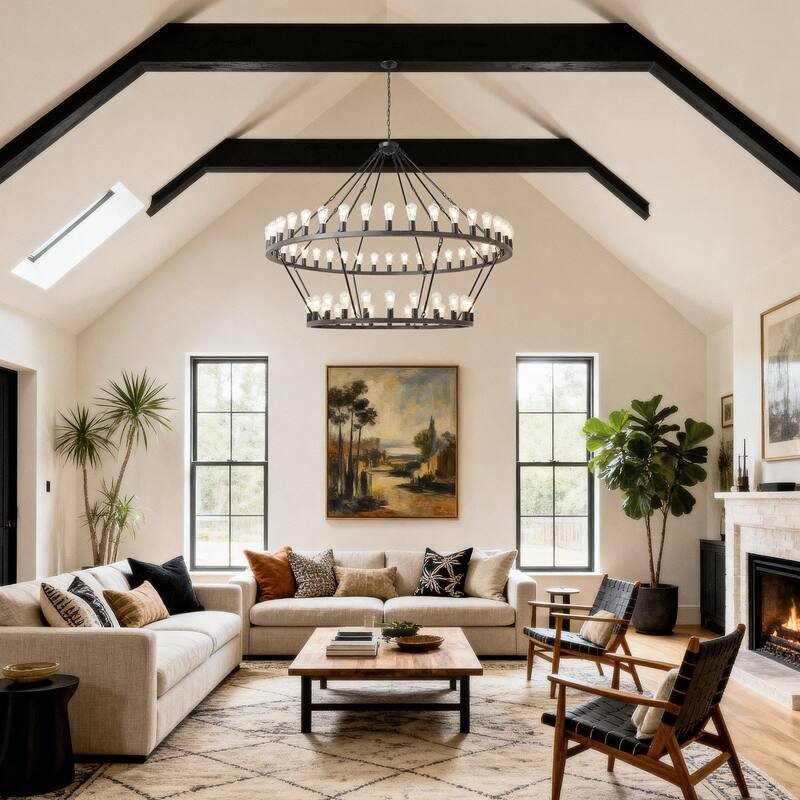 59.06 Inch Matte Black Wagon Wheel Chandelier 54-Lights(No Bulbs)